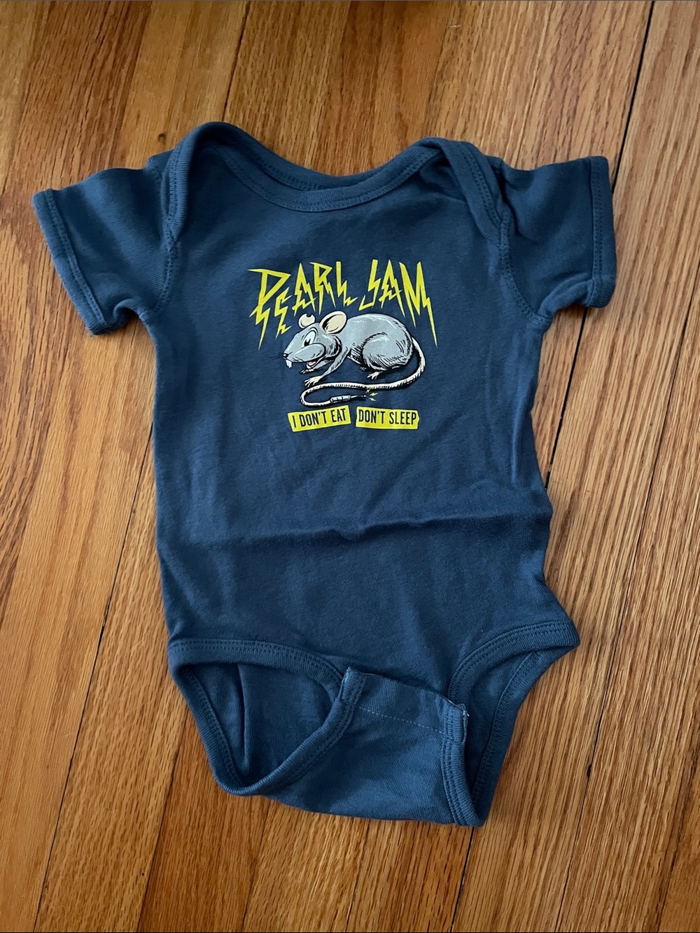Pearl Jam Navy Baby Onesie with Rat Graphic